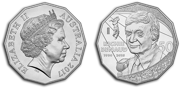 Cricket Legend Ritchie Benaud Featured On New 50-cent - Australian 50 Cent Coins (700x351), Png Download