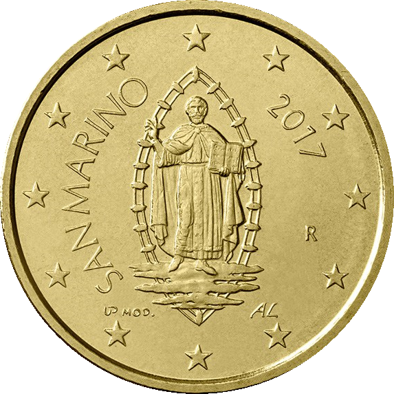 Sanmarino2017-50cent - Gold Coin Vittorio Emanuele 50 L (573x573), Png Download