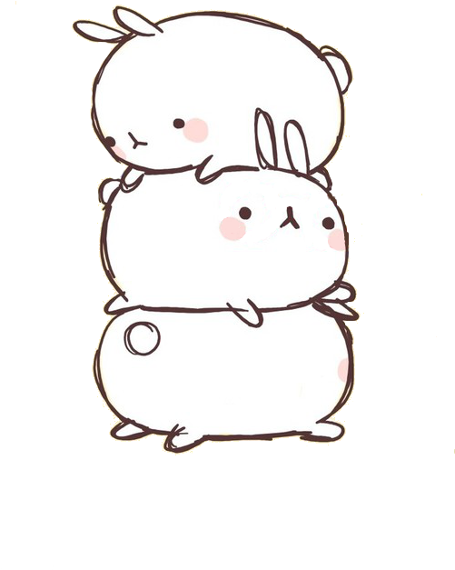 Molang By Bubbleteaandcookies - Kawaii Black And White (500x750), Png Download