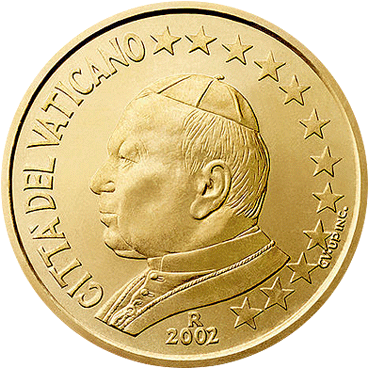 50 Cent Coin Va Serie 1 - Vatican 50 Cent 2002 (370x370), Png Download