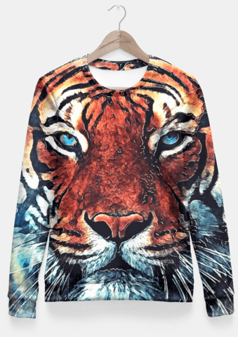 Sadaf Hamid Sweat Shirt Tiger Fitted Waist Sweater - Tiger Spirit Shower Curtain - 71" By 74" (339x480), Png Download