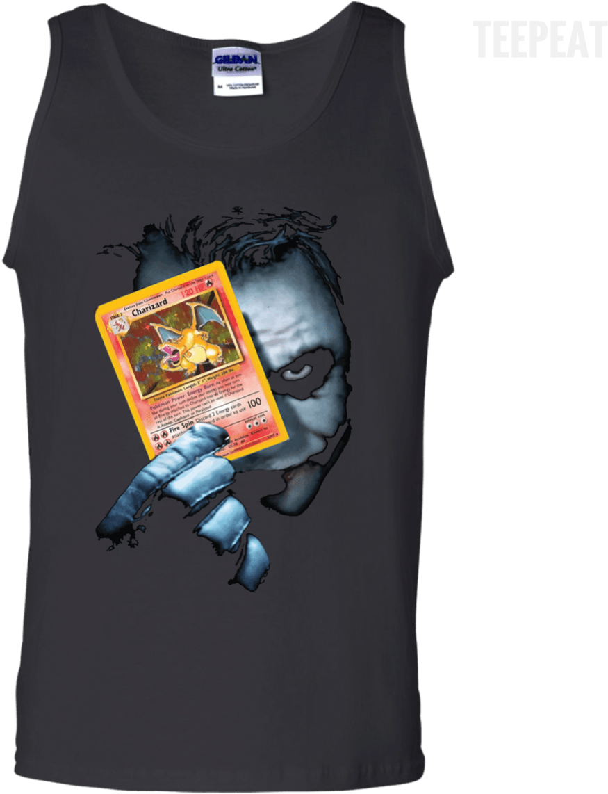 Joker Poke Card Tee Apparel Teepeat - Joker Holding A Charizard Card (1155x1155), Png Download