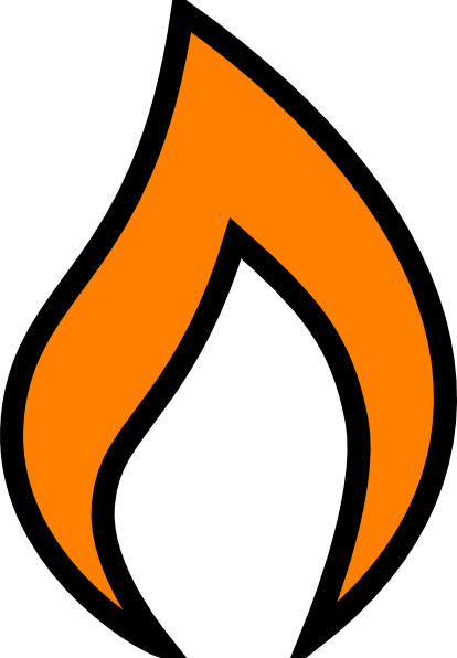 Flame Orange Tristan Clip Art - Single Flame (414x596), Png Download