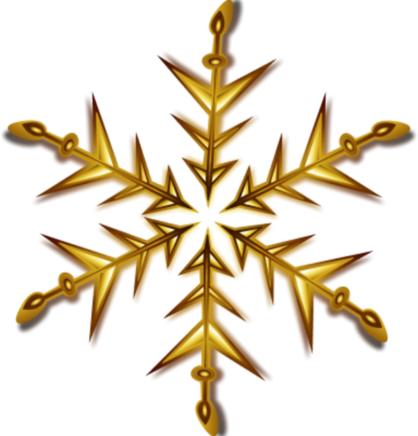 Vector Clip Art - Gold Snowflake Transparent Background (600x625), Png Download
