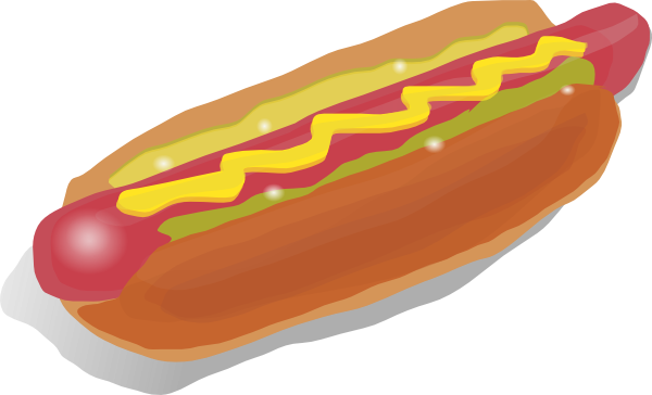 Free Hot Dog Sandwich Clip Art - Hot Dog (600x364), Png Download
