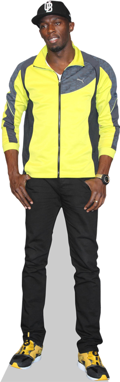 Usain Bolt Hat Cardboard Cutout - Usain Bolt Lifesize Cardboard Cutout (363x757), Png Download