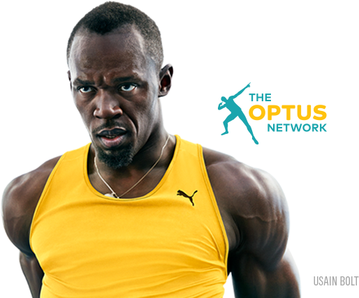 Broadband Network - Usain Bolt Optus (550x443), Png Download