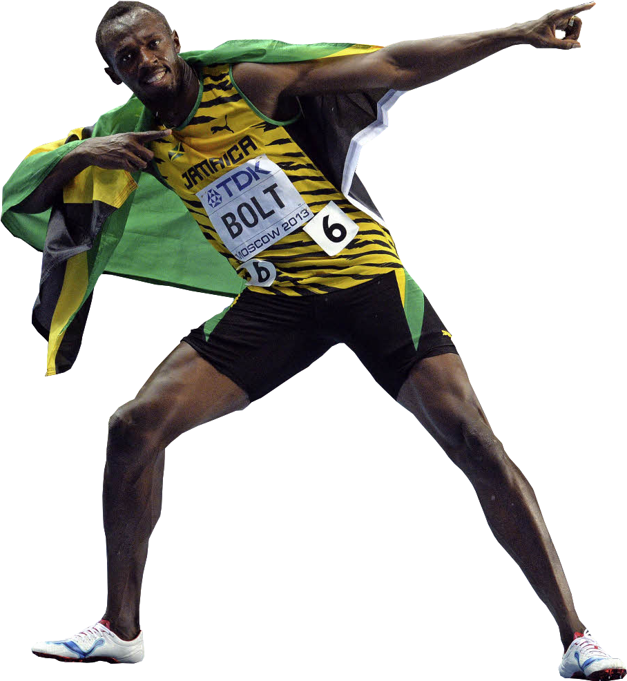 Usain Bolt - Png - Usain Bolt Jamaican Runner Champion Sport 24x18 Poster (1092x1024), Png Download