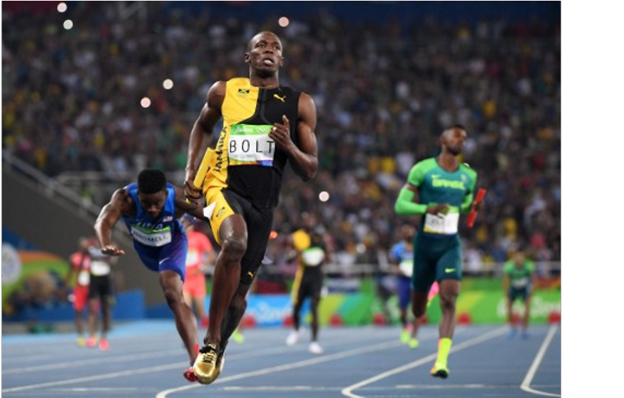 Bolt Seals 'triple-triple' With Jamaican 4x100m Relay (991x557), Png Download
