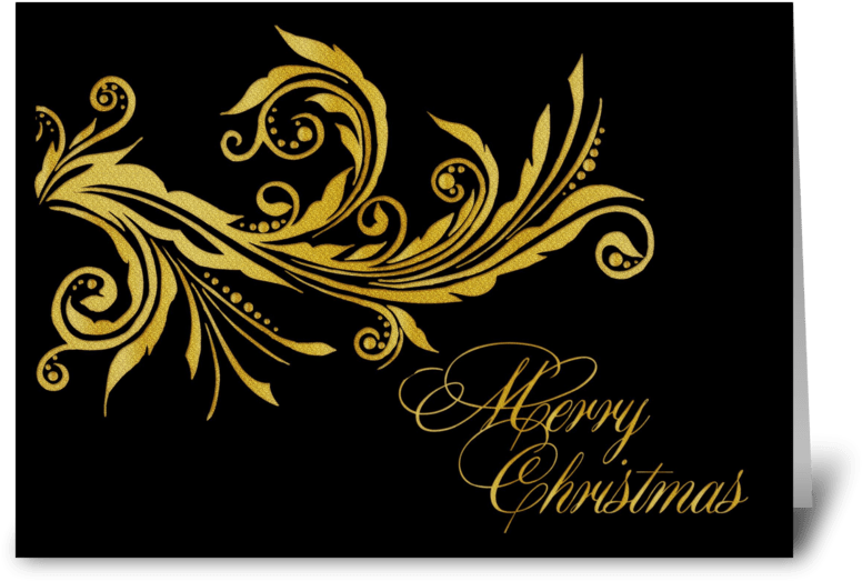 Elegant Gold Flourish, Merry Christmas Greeting Card - Weihnachten Verziert Feiertags-postkarte Postkarte (848x698), Png Download
