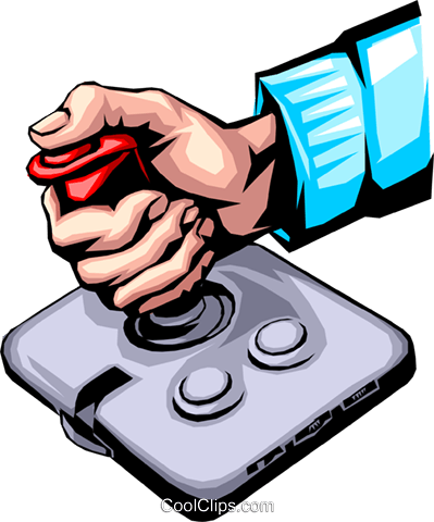 Hand With Joystick Royalty Free Vector Clip Art Illustration - Mão Joystick Png (399x480), Png Download
