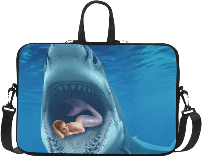 Under Water Sea Ocean Life - Big White Shark Jaws Shower Curtain (1000x1000), Png Download