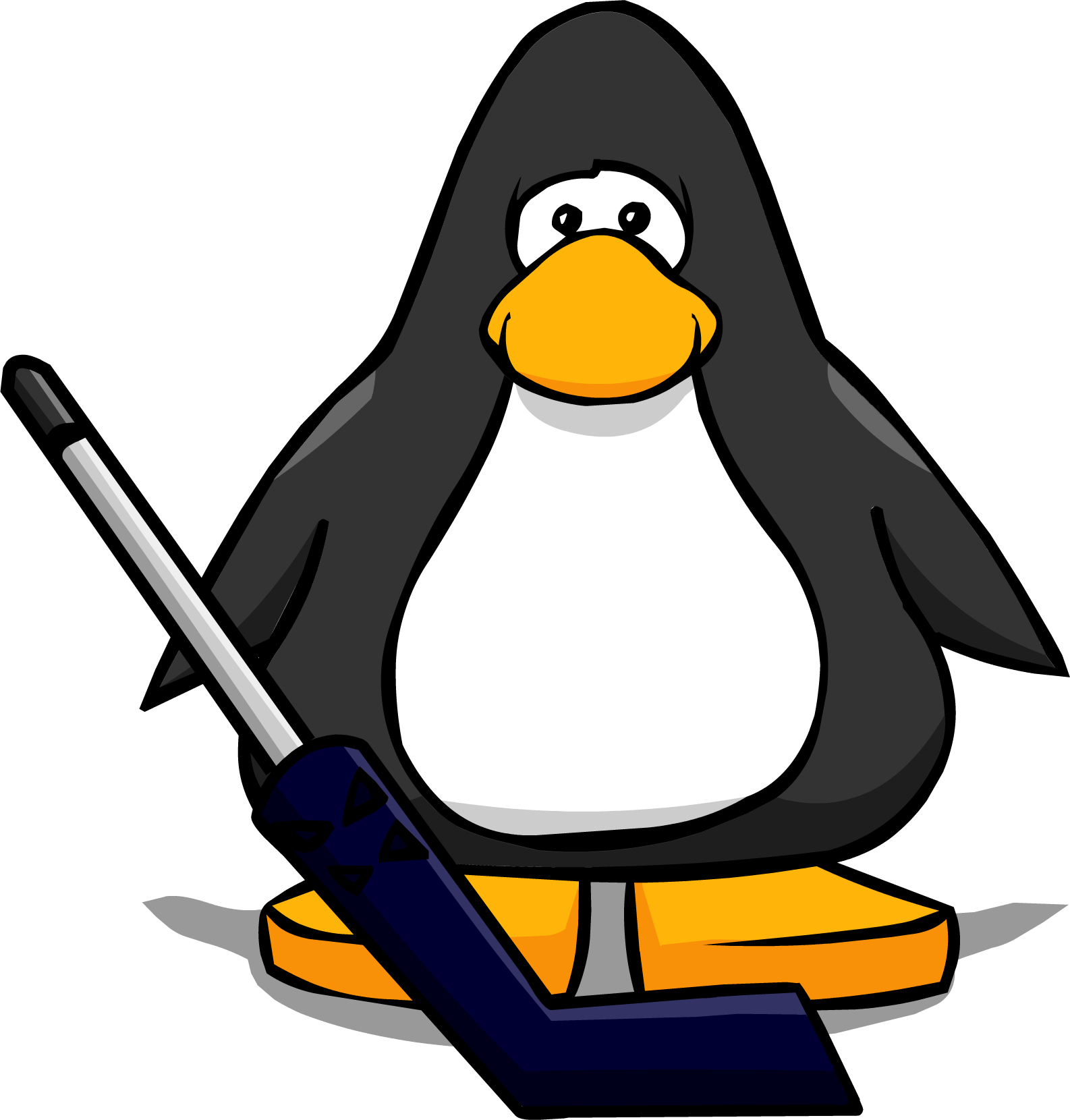 Goalie Hockey Stick Player Card - Penguin From Club Penguin (1586x1660), Png Download