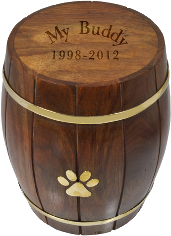 Paw Print Wood Barrel Pet Urn Pet Cremation Wood Urns - Urn (500x500), Png Download