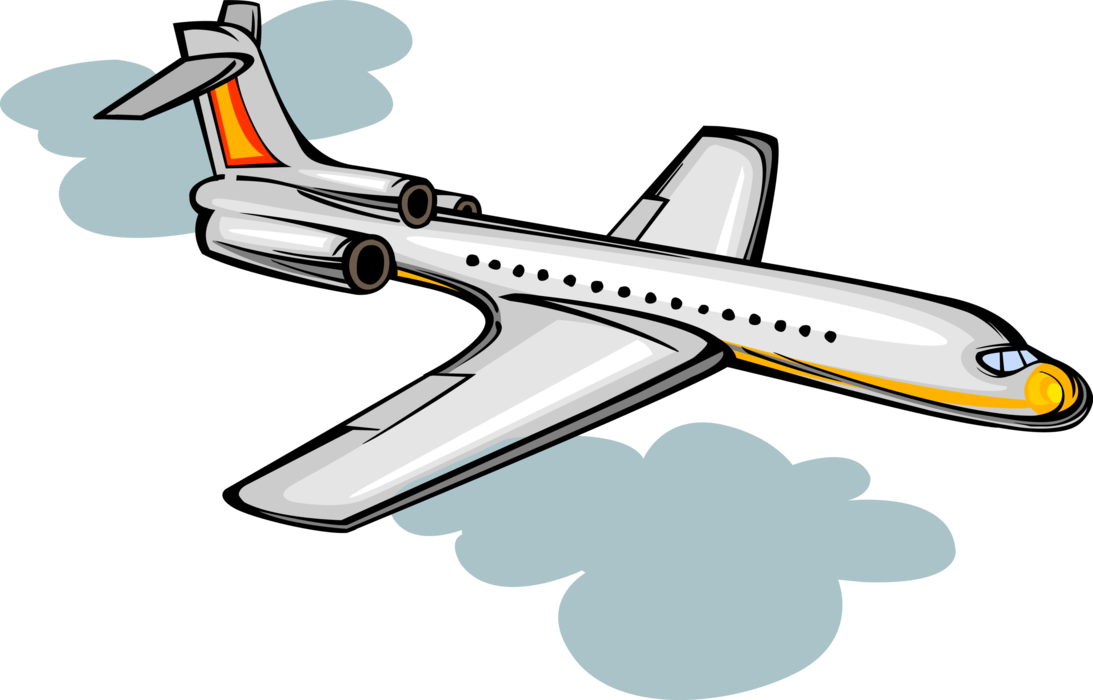 Vector Illustration Of Commercial Aircraft Passenger - Clip Art (1093x700), Png Download