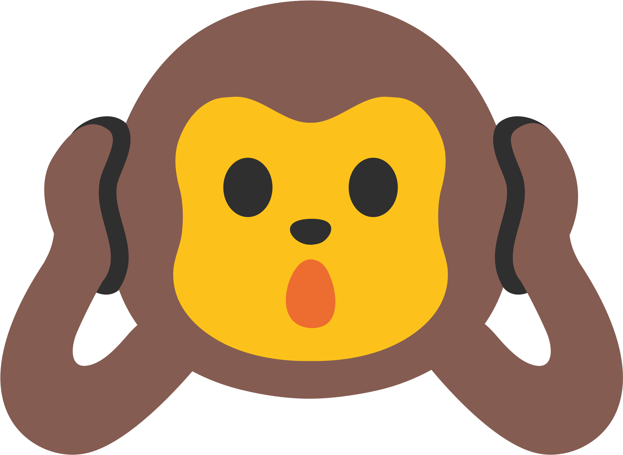 File Emoji U F Monkey Ears Png Vector Transpa Library - Hear No Evil Monkey (2000x2000), Png Download