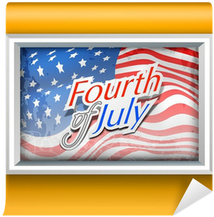 American Independence Frame On Yellow Wall With Waving - Welle Julis Vierter Grußkarte (400x400), Png Download
