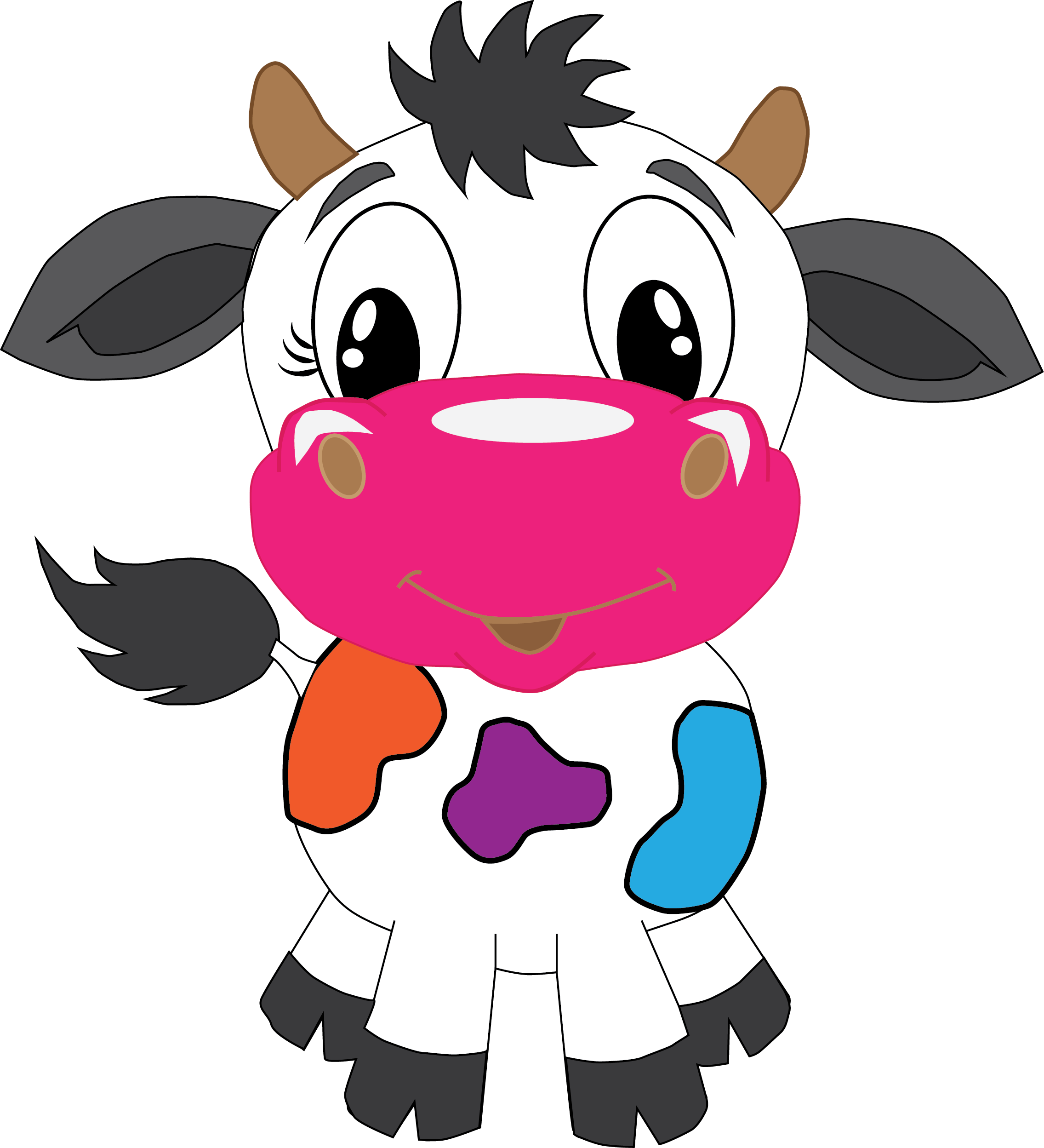 Cartoon Cow Ears - Cow Cartoons (2271x2496), Png Download