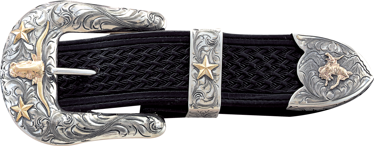 The Rodeo 1 1/2" Buckle Set - Vogt Silversmiths Men's Silver Rodeo Western Belt Buckle (1355x537), Png Download