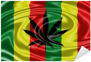 Rasta Pattern On Fabric Texture Waving Flag Sticker - Flag (400x400), Png Download