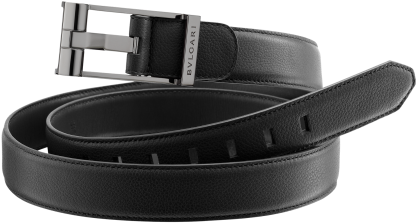 Man Belt In Black Full Grain Calf Leather With Dark - Bvlgari Men Belt (505x394), Png Download