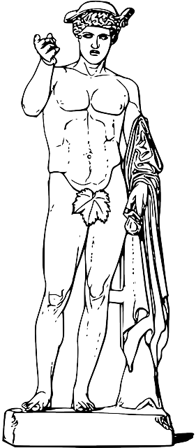 Roman, Line, Art, Statue, Greek, Hermes - Roman Statue Line Drawing (320x640), Png Download