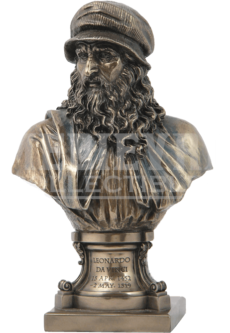 Leonardo Da Vinci Bust - Bronze Finish Leonardo Da Vinci Bust Statue Renaissance (697x697), Png Download