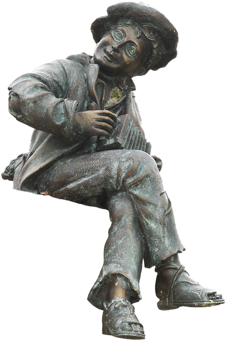 Musician, Sculpture, Sitting, Bronze, Bronze Statue - Bronze (467x720), Png Download