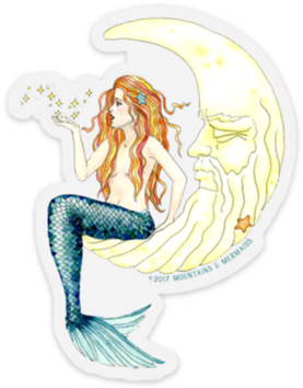 Big Dipper Mermaid In The Moon Sticker - Mermaid (690x371), Png Download