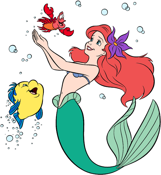 And Friends Clip Art Disney Galore Sebastian - Princess Ariel And Friends (550x609), Png Download