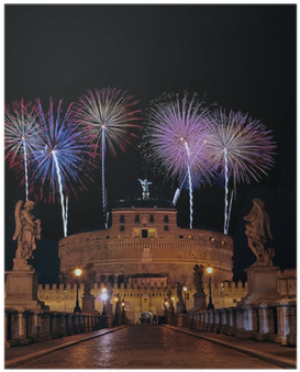 Castillo De San Angelo Con Fuegos Artificiales - Castel Sant'angelo (400x400), Png Download