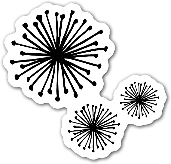Fuegos Artificiales Blanco Y Negro Pegatina - Pom Poms Transparent Background (600x581), Png Download