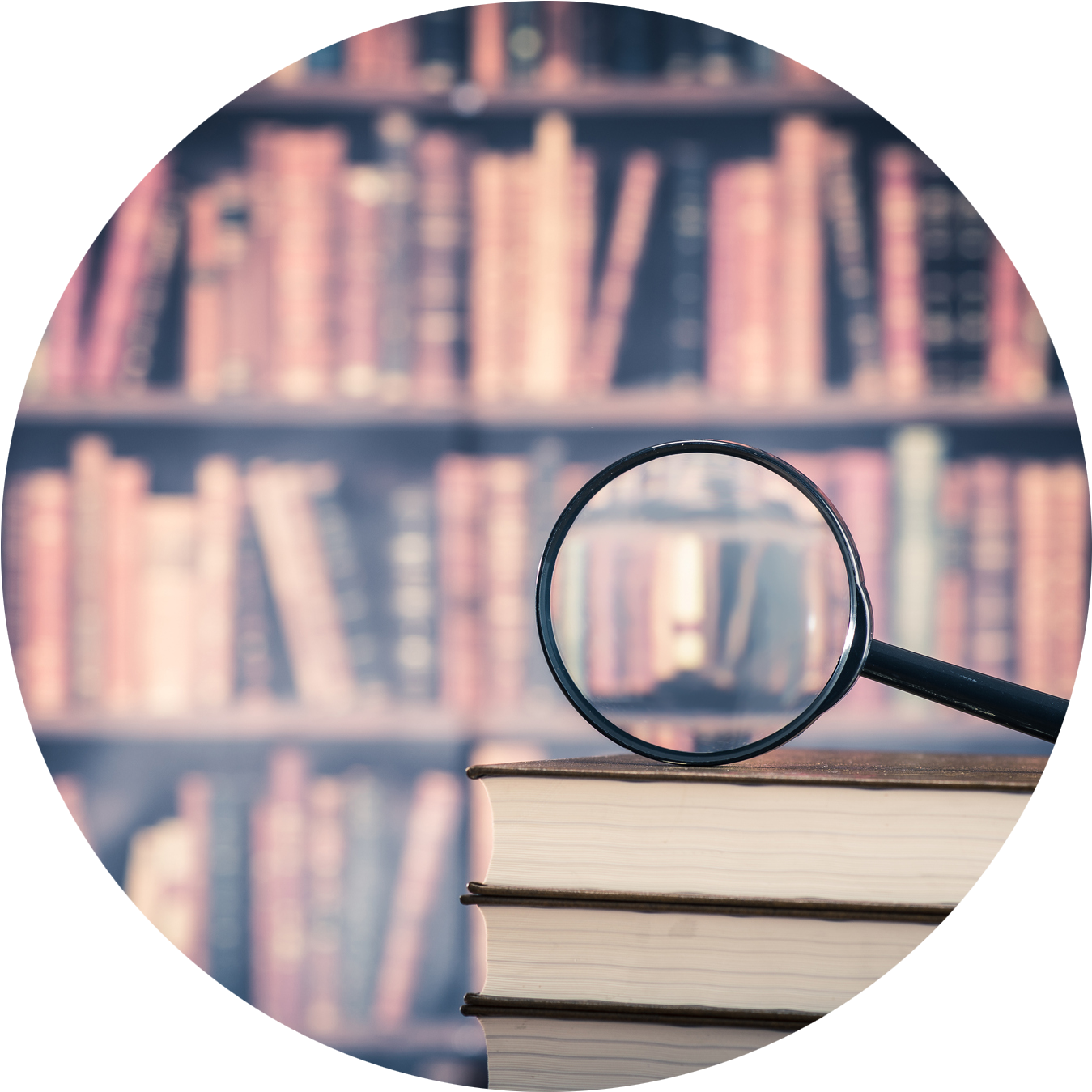 T Magnifying Glass Over Books - Researching Background (1508x1415), Png Download
