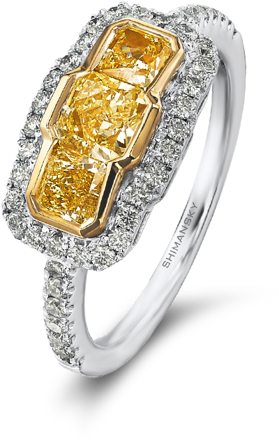 20 Three Stone My Girl Yellow Diamond Ring - Engagement Ring (800x800), Png Download
