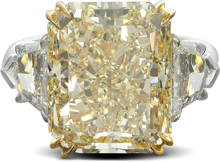 Ring Trio Yellow Diamond Three Stone Platinum Gold - Gold (1000x1000), Png Download
