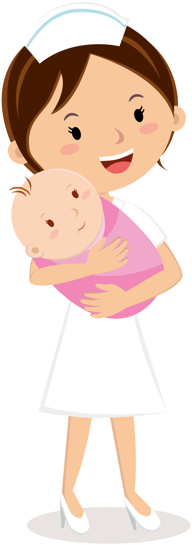 Graphic Free Nurse Midwife Frames Illustrations - Nurse Holding Baby Cartoon (1196x1200), Png Download