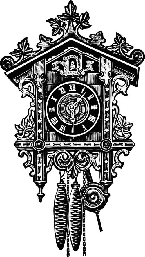 Cuckoo Clock,clock,vintage - Clip Art Cuckoo Clocks (500x883), Png Download