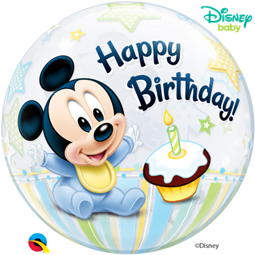 22" Disney Bubble Mickey Mouse 1st Birthday - Baby Mickey Mouse 1st Birthday Balloons (501x367), Png Download