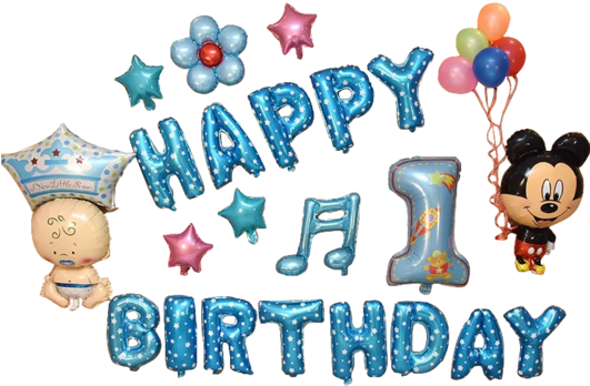 Happy Birthday Mickey Mouse & Baby Balloon Set - Mickey Mouse Happy Birthday Transparent (530x356), Png Download