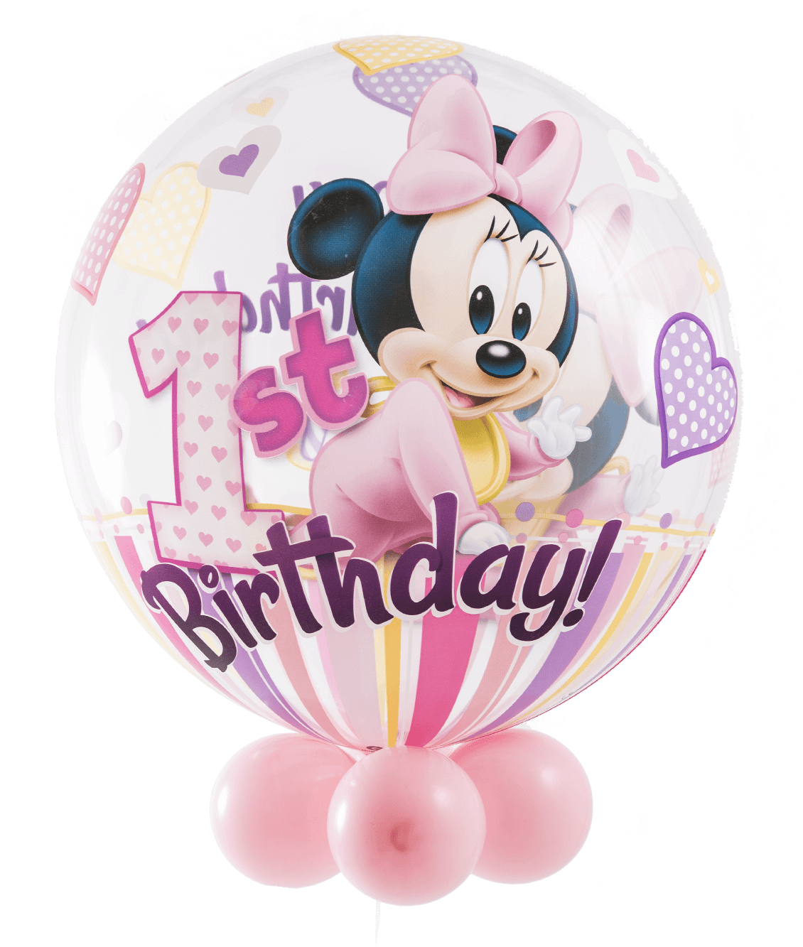 Disney Minnie Mouse 1st Birthday Bubble Balloon - 22" Minnie Mouse 1st Birthday Bubble Balloons - Mylar (1400x1400), Png Download