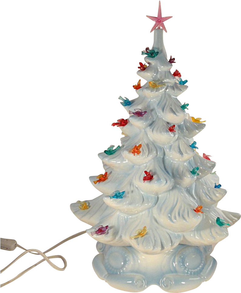 Astounding Image Of Decorative Electric White Winter - White Vintage Ceramic Christmas Tree (967x967), Png Download
