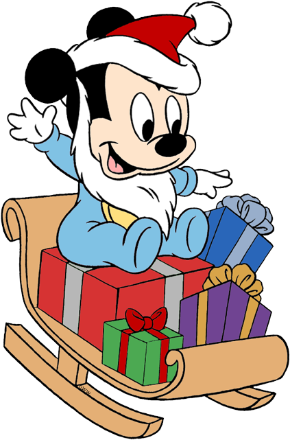 Mouse Ornaments Baby Mickey On Sled - Baby Mickey Mouse Christmas (431x647), Png Download