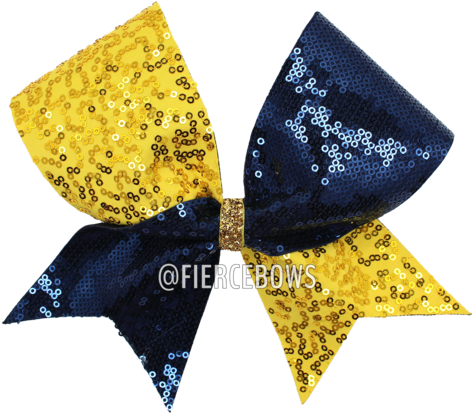 Gold And Navy Sequin Cheer Bow - Gold And Navy Cheer Bow Transparent (480x480), Png Download