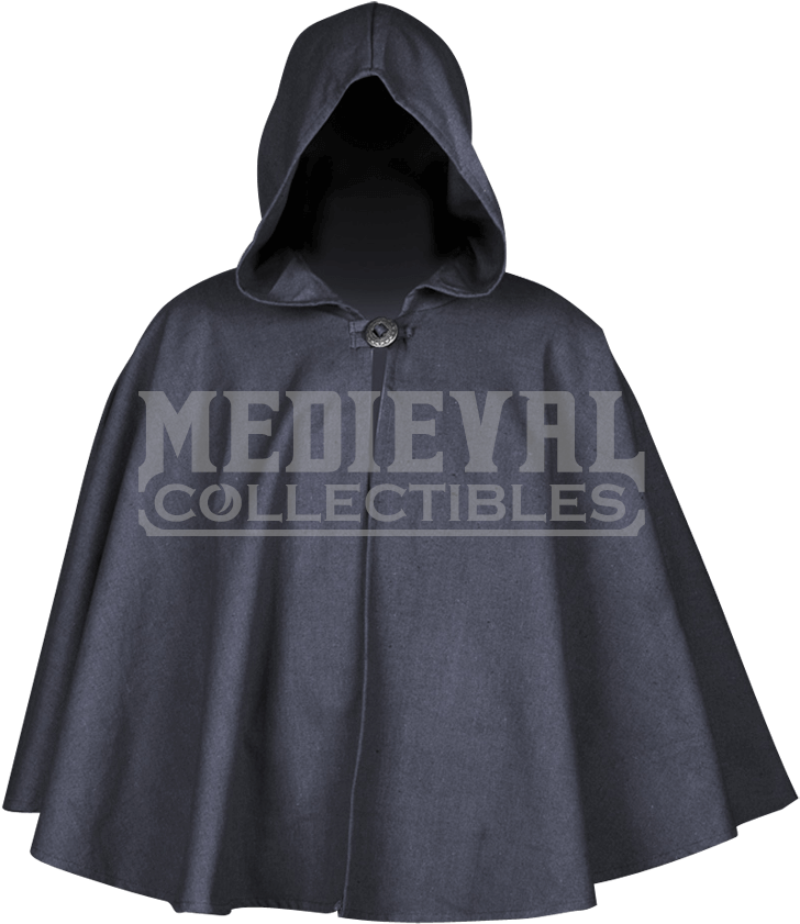 Short Black Cape With Hood (850x850), Png Download