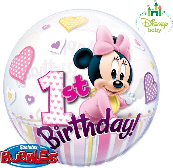 Minnie Bubble Balloon Baby Minnie - 1st Mickey Mouse Images Hd Png (729x726), Png Download