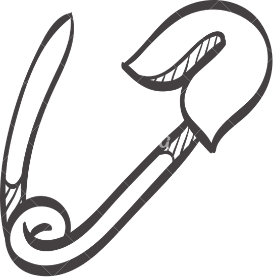 Safety Pin Drawing At Getdrawings - Safety Pin Coloring (541x550), Png Download