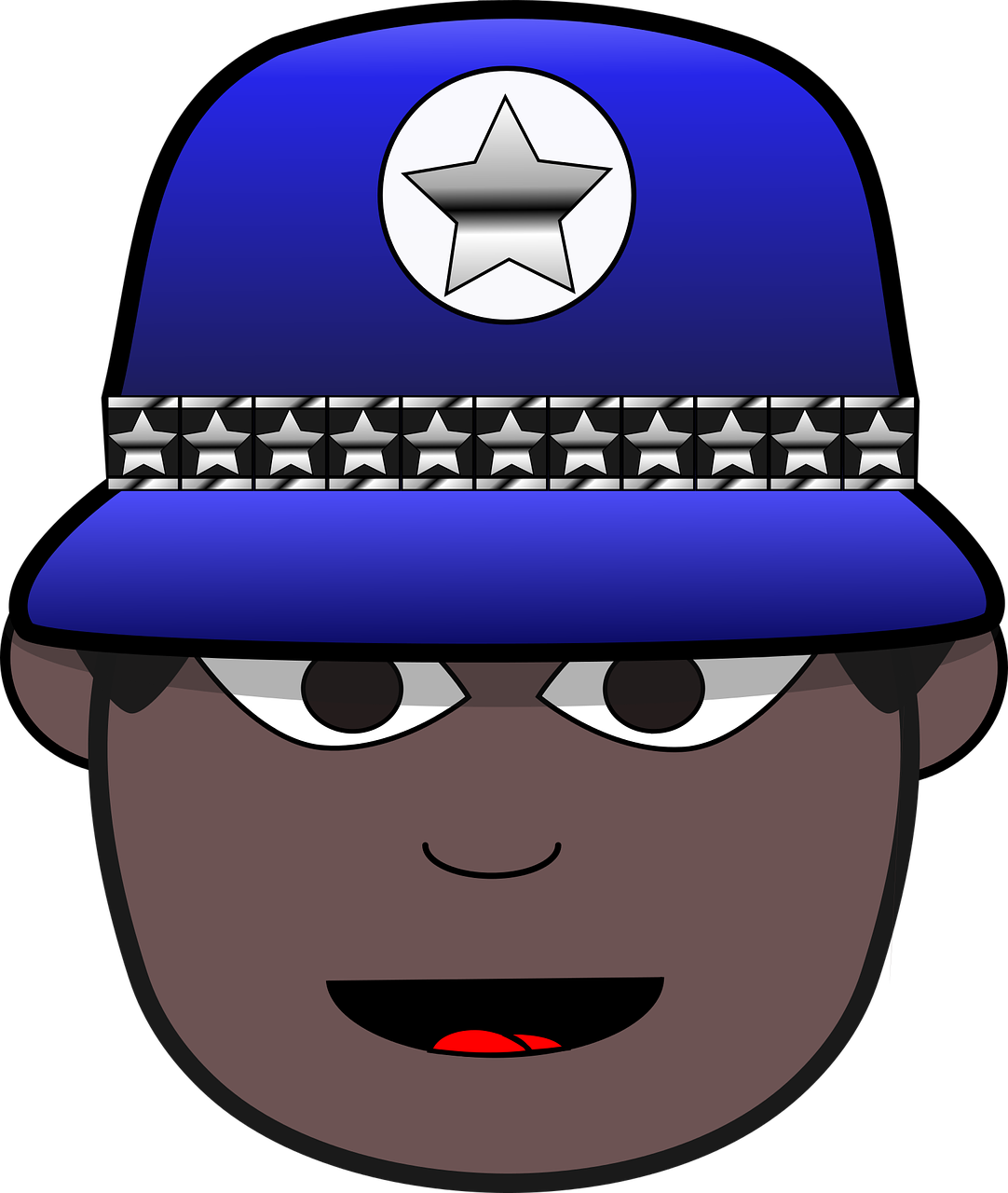 Black Comic Characters Cop - Clip Art (1082x1280), Png Download