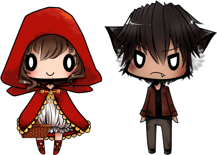 Wolf Clipart Little Red Riding Hood Wolf - Red Riding Hood Chibi (1024x612), Png Download