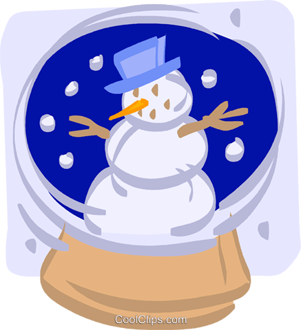 Snowman In A Snow Globe Royalty Free Vector Clip Art - Cartoon (437x480), Png Download