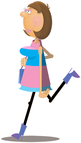 Woman, Female, Cartoon, Character, Walking, Shopping - เดิน การ์ตูน Png (524x720), Png Download